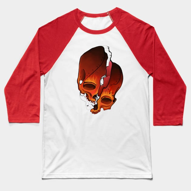 Fire Skull Baseball T-Shirt by DEMON LIMBS